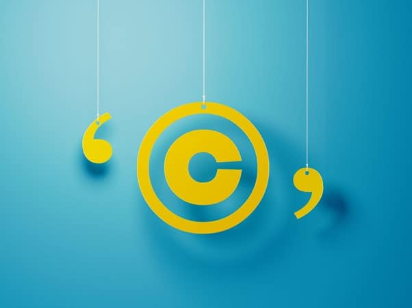Yellow copyright symbol on a blue background