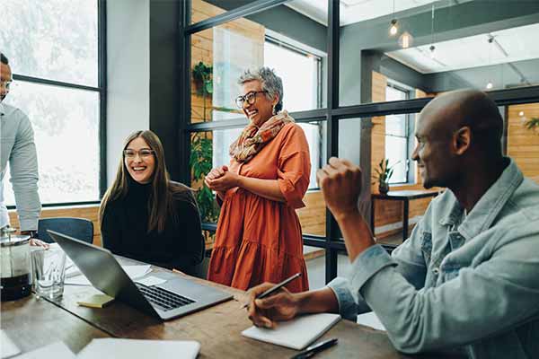 A small business have a meeting with an outsourced freelancer.