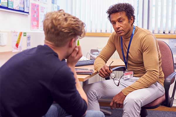 A counsellor in a session with a client