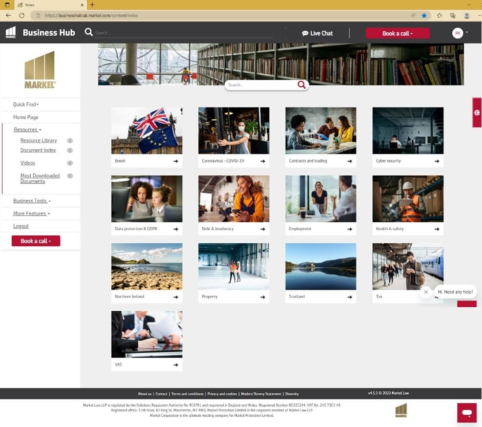 An image of the online Markel Business Hub.