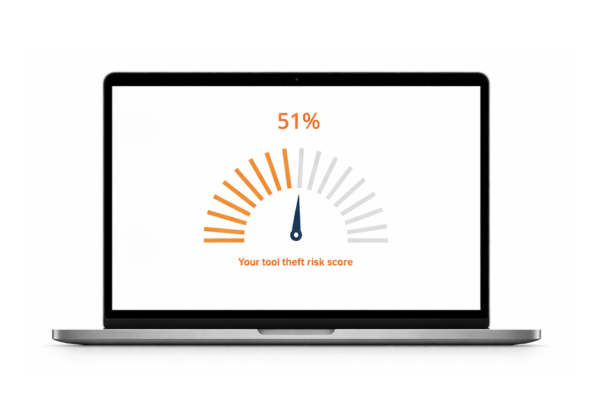 a laptop screen showing a result of 51% medium tool theft risk score 