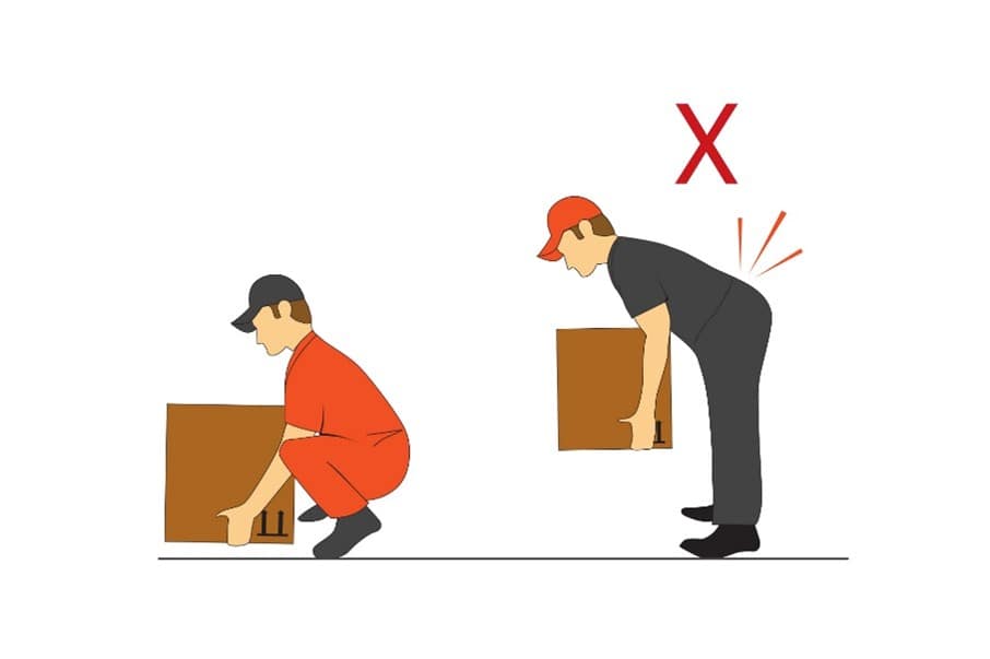 An illustration showing how to safely lift an object.