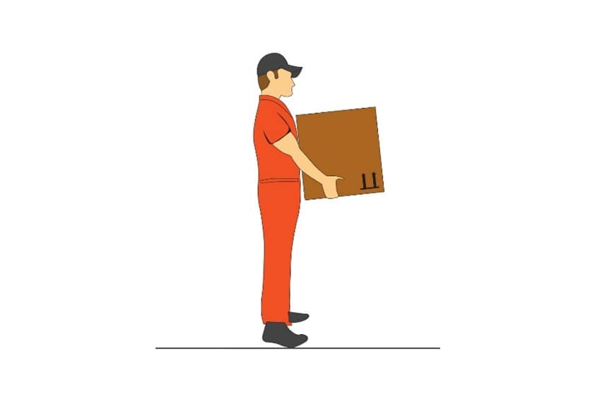 An illustration of a man holding a box with a good hold.