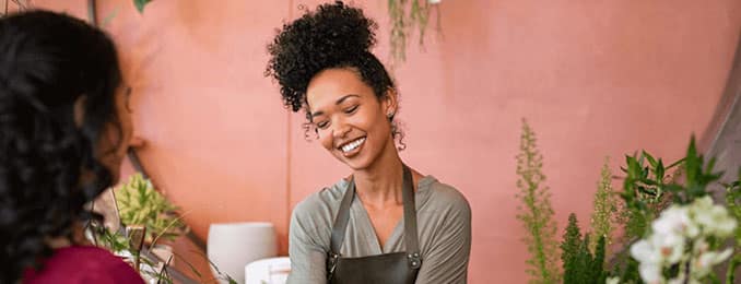 Woman working in flower shop