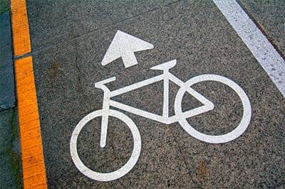 Bicycle lane marking on road