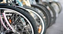 Group of bicycles in a row