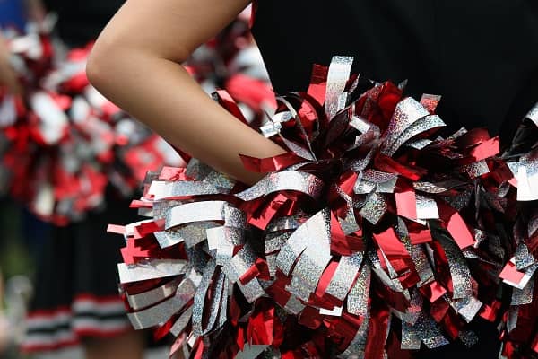 Cheerleader red and silver pompom