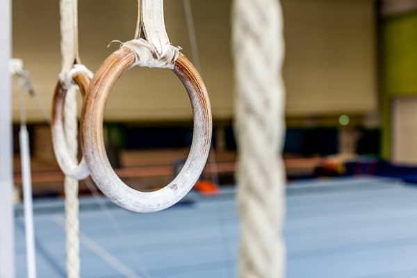 Gymnastics rings empty gym
