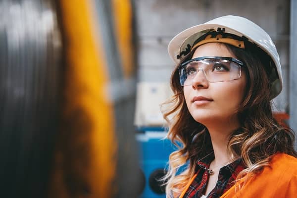 Woman with safety glasses