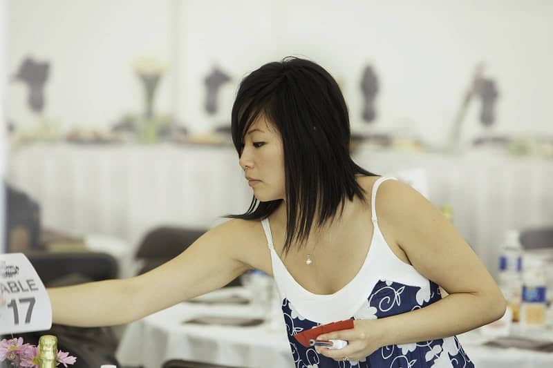 Wedding planner setting up