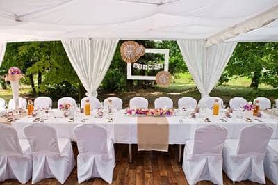 Head table at wedding reception