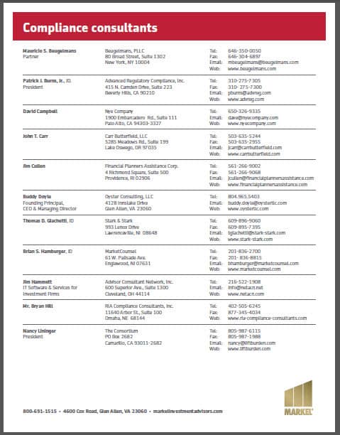 Markel投资顾问合规顾问