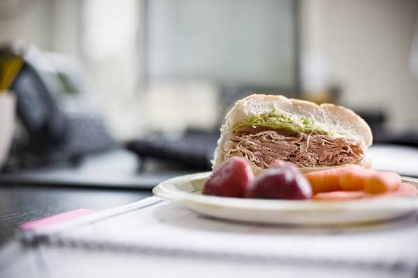lunch on desk