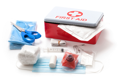 First aid kit box and contents