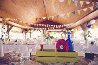 Colorful outdoor reception